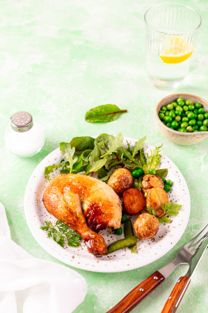 Golden turmeric chicken with seasonal greens