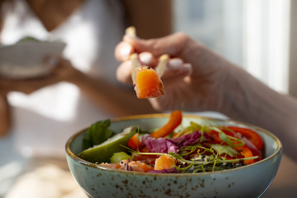 Salmon poke with miso-sesame dressing